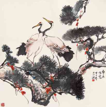 鲁燕 松鹤图 立轴